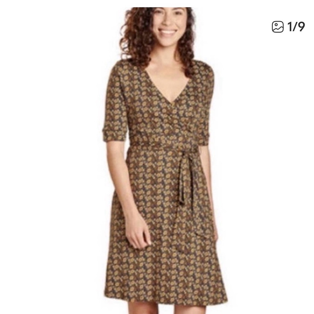 Toad&Co Brown Floral Midi Dress